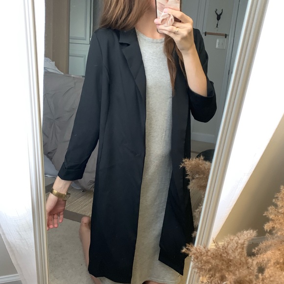 Jackets & Blazers - Black Lightweight Blazer Duster
